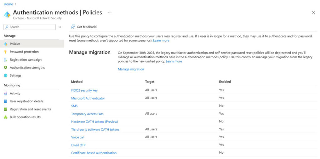 authentication methods policy